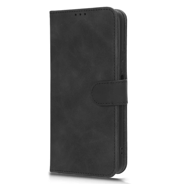 Para TCL 40 XE Skin-touch Wallet Case PU Leather Flip Stand Phone Cover - Negro