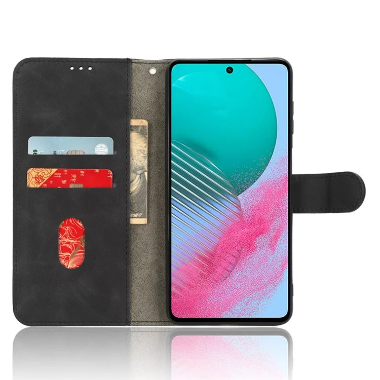 For Samsung Galaxy M54 5G / F54 5G PU Leather Flip Case Skin-touch Wallet Stand Phone Cover - Black