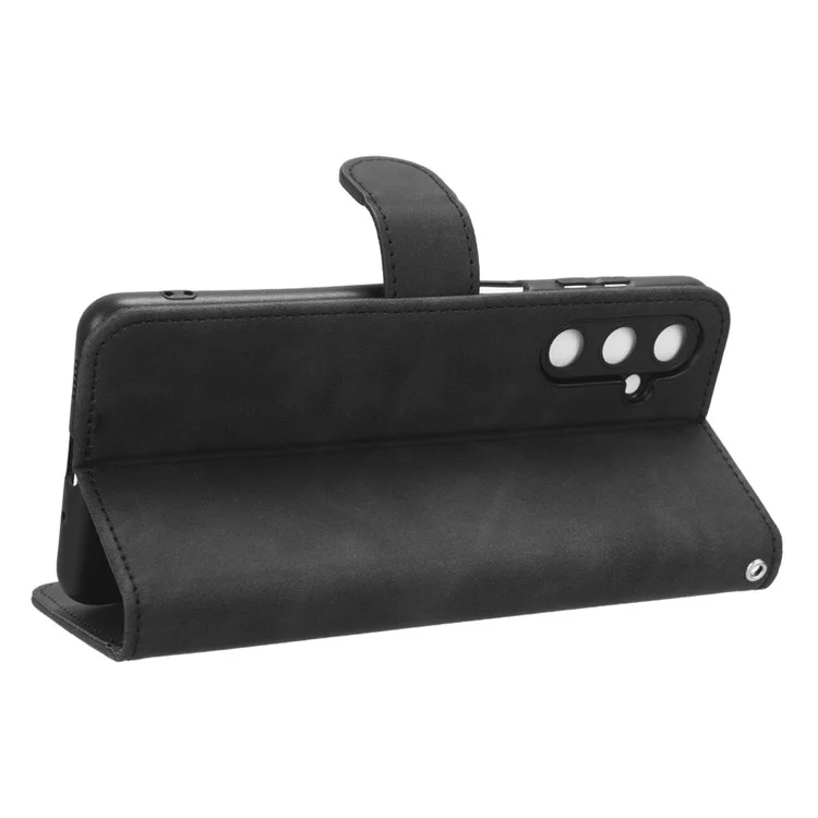 For Samsung Galaxy M54 5G / F54 5G PU Leather Flip Case Skin-touch Wallet Stand Phone Cover - Black