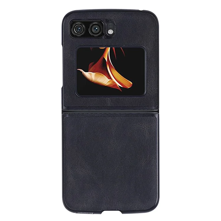 Para Motorola Razr 2022 5G Funda para teléfono plegable Revestimiento de cuero de PU Funda rígida de PC a prueba de golpes - Negro