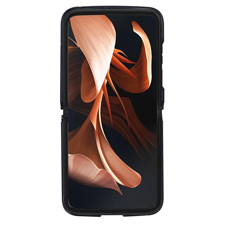 Para Motorola Razr 2022 5G Funda para teléfono plegable Revestimiento de cuero de PU Funda rígida de PC a prueba de golpes - Negro