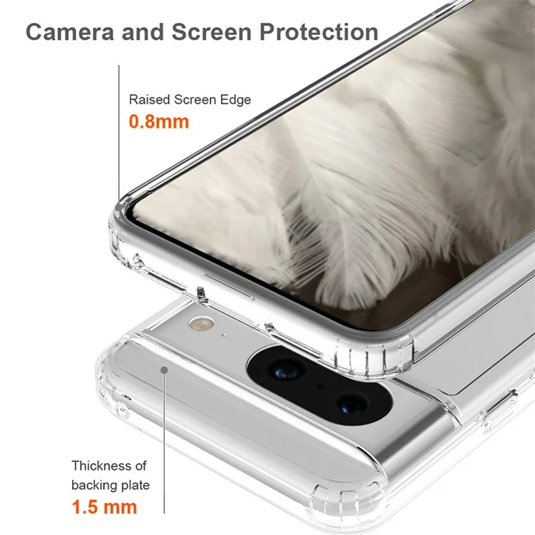 Funda Clear Case Acrílica TPU Híbrida Anti-Arañazos para Google Pixel 8