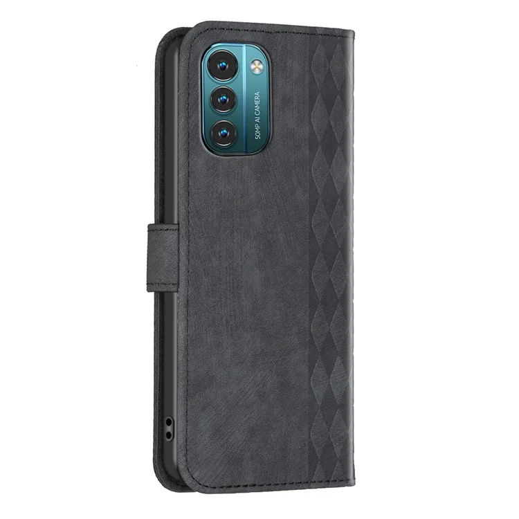 Wallet Case für Nokia G11 4G / G21 4G, PU-Leder mit geprägtem Muster, Ständer-Handyhülle - Schwarz