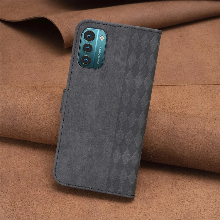 Wallet Case für Nokia G11 4G / G21 4G, PU-Leder mit geprägtem Muster, Ständer-Handyhülle - Schwarz