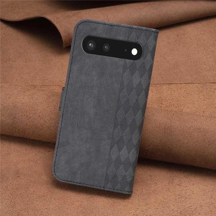 Phone Protection Shell Für Google Pixel 7 5G Handyhülle Geldbörse Einprägung Muster Ständer Cover - Schwarz