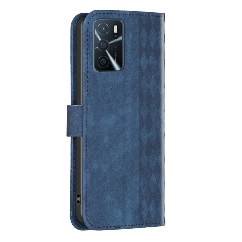Leather Cover for Oppo A16 / A16s / A54 5G / A54s / A55 5G , Imprinted Pattern Stand Wallet Flip Phone Case - Blue