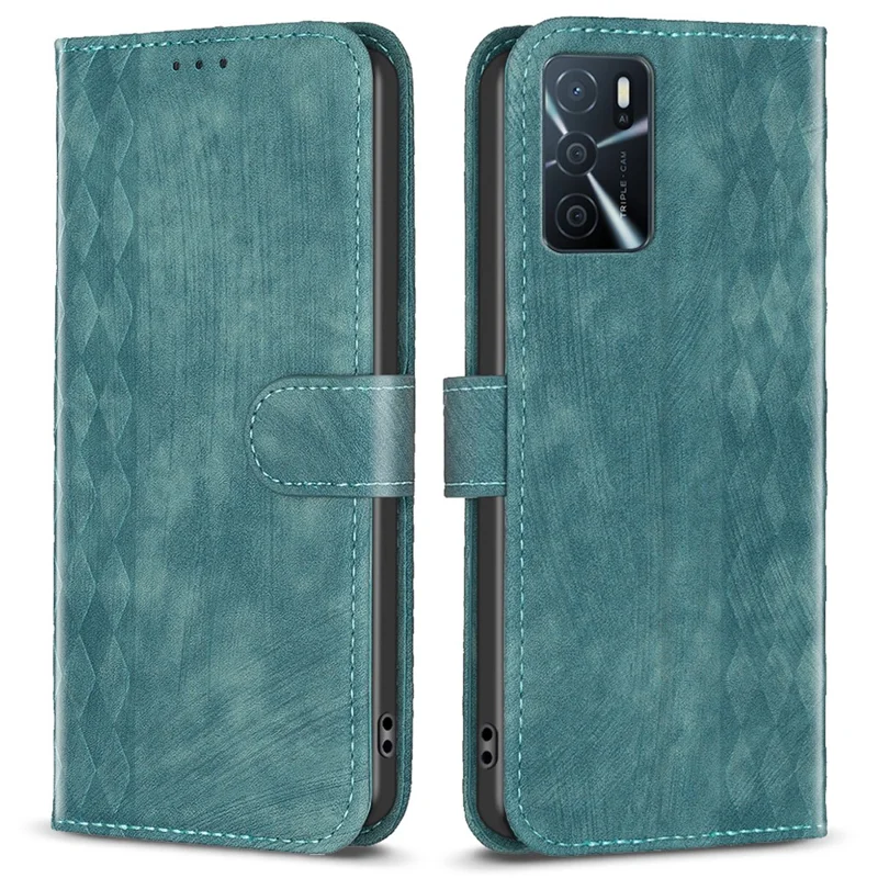 Leather Cover for Oppo A16 / A16s / A54 5G / A54s / A55 5G , Imprinted Pattern Stand Wallet Flip Phone Case - Green