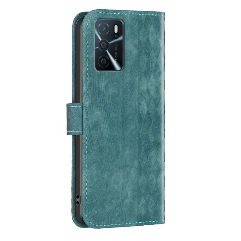 Leather Cover for Oppo A16 / A16s / A54 5G / A54s / A55 5G , Imprinted Pattern Stand Wallet Flip Phone Case - Green