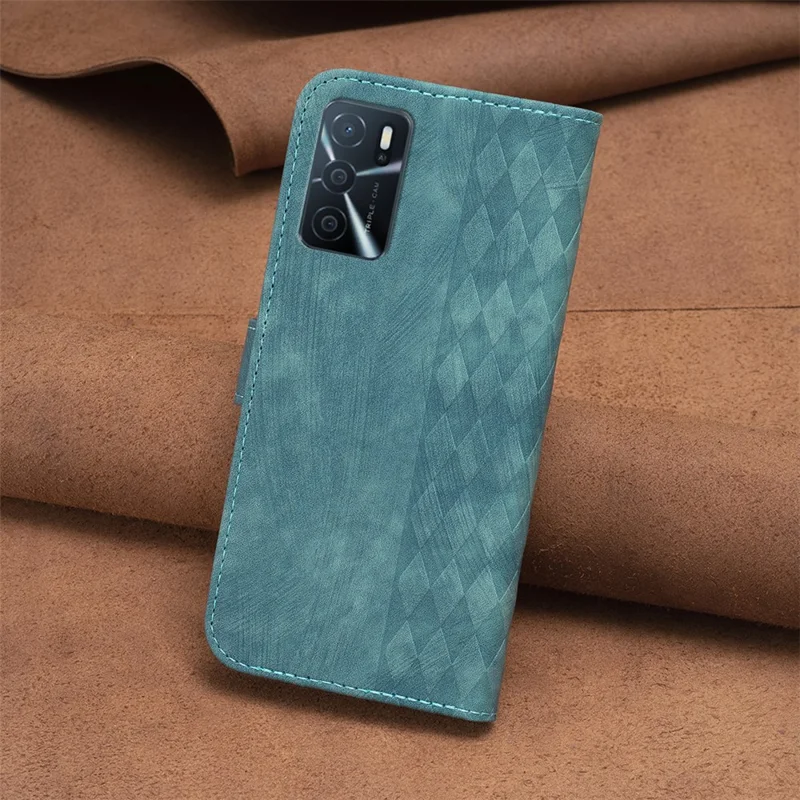 Leather Cover for Oppo A16 / A16s / A54 5G / A54s / A55 5G , Imprinted Pattern Stand Wallet Flip Phone Case - Green
