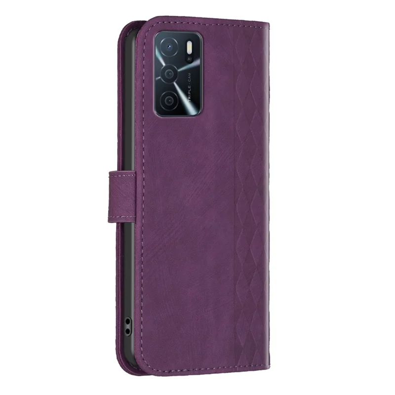Leather Cover for Oppo A16 / A16s / A54 5G / A54s / A55 5G , Imprinted Pattern Stand Wallet Flip Phone Case - Purple