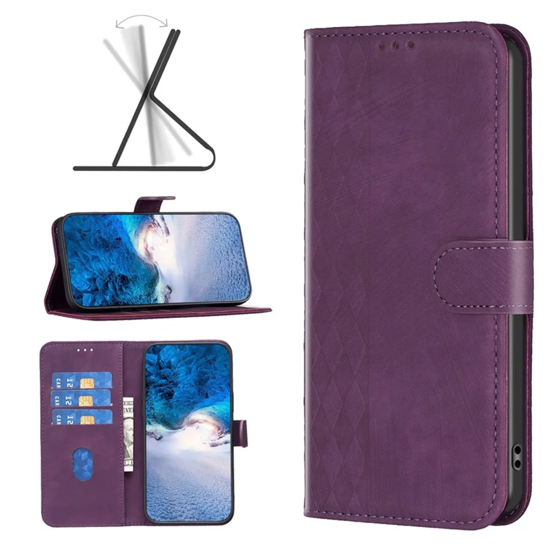 Leather Cover for Oppo A16 / A16s / A54 5G / A54s / A55 5G , Imprinted Pattern Stand Wallet Flip Phone Case - Purple