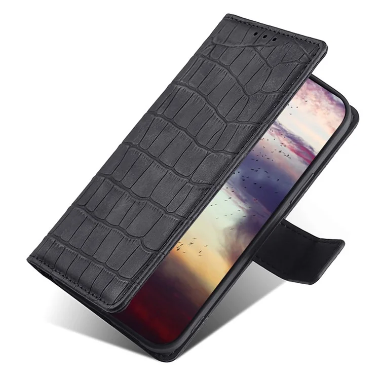 Per Samsung Galaxy F14 5G Skin-touch Feeling Phone Case Crocodile Texture Wallet Stand PU Leather Cover - Nero