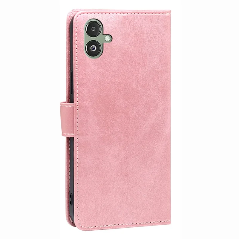 For Samsung Galaxy F14 5G Magnetic Protective Cover Calf Texture Stand Wallet PU Leather+TPU Phone Case - Rose Gold