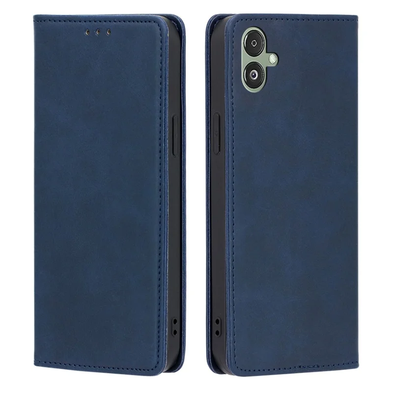 For Samsung Galaxy F14 5G Calf Texture Mobile Phone Protector Case Stand Leather Wallet Cover - Sapphire