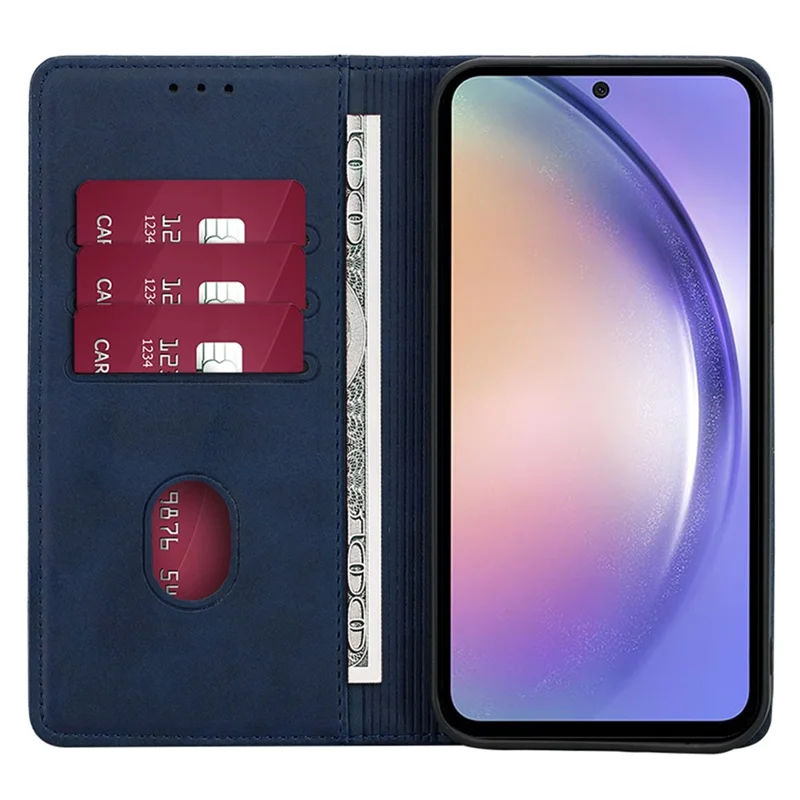 For Samsung Galaxy F14 5G Calf Texture Mobile Phone Protector Case Stand Leather Wallet Cover - Sapphire