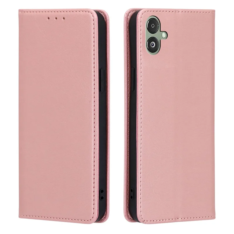 For Samsung Galaxy F14 5G Calf Texture Mobile Phone Protector Case Stand Leather Wallet Cover - Rose Gold