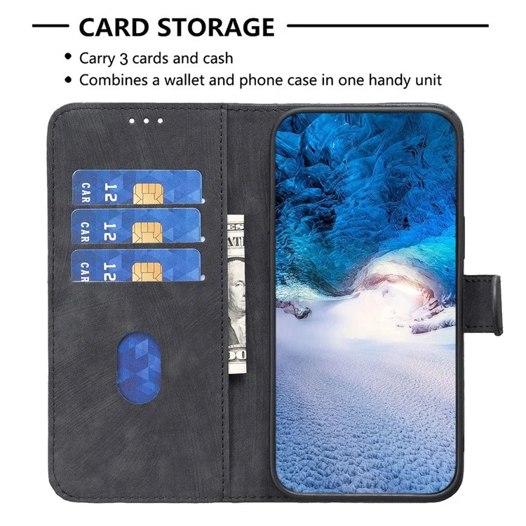 For Xiaomi Redmi Note 10 4G / 10S 4G / Poco M5s 4G Stand Wallet Phone Case Grid Pattern Imprinting Cover - Black