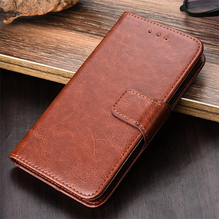 For Samsung Galaxy F14 5G Textured PU Leather Phone Case Wallet Stand Flip Cover - Brown
