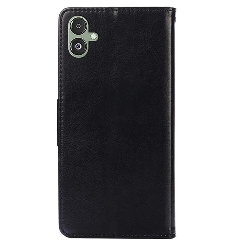 For Samsung Galaxy F14 5G Textured PU Leather Phone Case Wallet Stand Flip Cover - Black