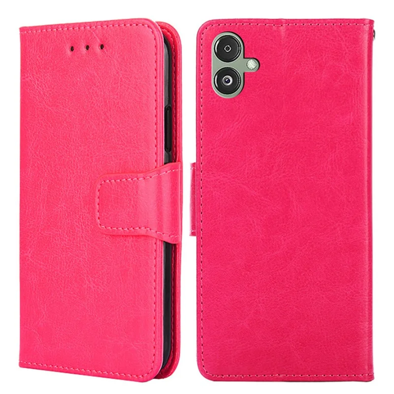 Per Samsung Galaxy F14 5G Custodia in Pelle PU Goffrata Portafoglio Stand Flip Cover - Rosa