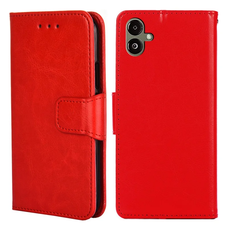 For Samsung Galaxy F14 5G Textured PU Leather Phone Case Wallet Stand Flip Cover - Red