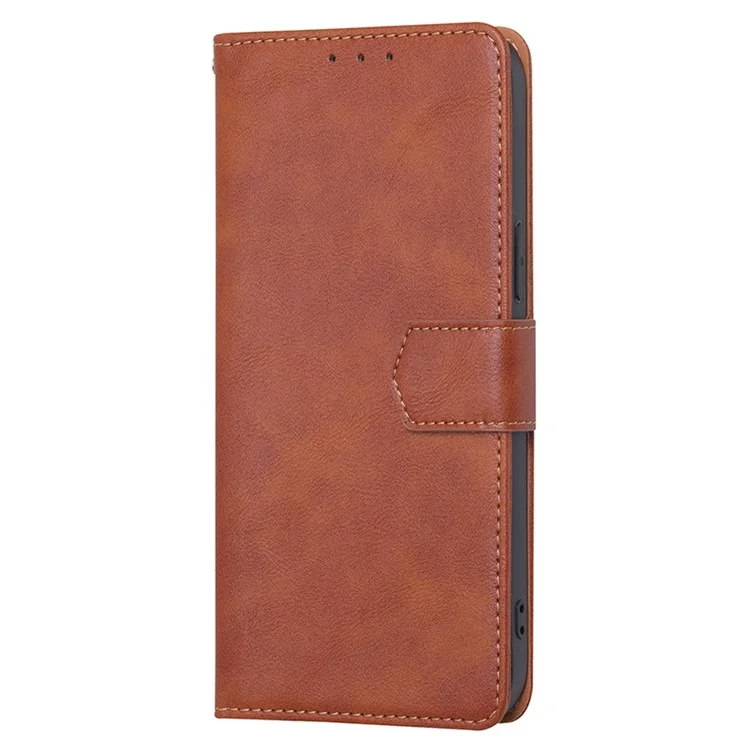 Per Samsung Galaxy F14 5G RFID Blocking Wallet Phone Case PU Leather Cowhide Texture Stand Cover - Marrone