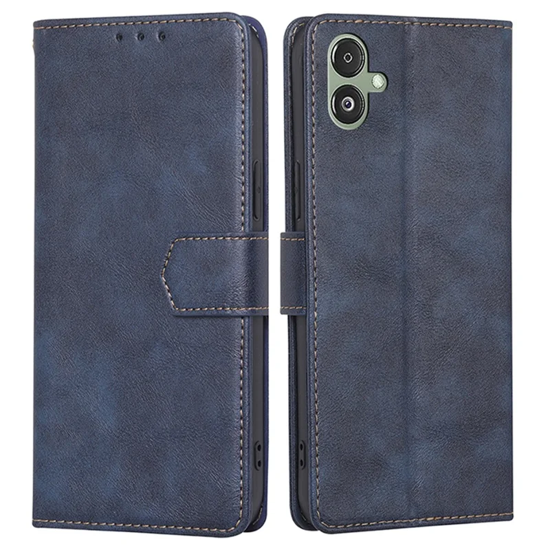 For Samsung Galaxy F14 5G RFID Blocking Wallet Phone Case PU Leather Cowhide Texture Stand Cover - Blue