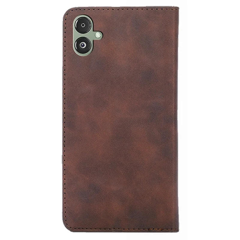 Pour Samsung Galaxy F14 5G Fente pour cartes Couvercle Stand Housse en cuir PU Peau-toucher Étui de téléphone - Brun foncé
