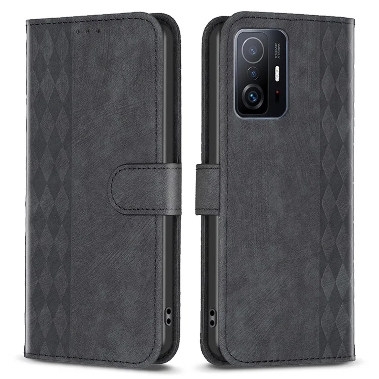 Flip Cover for Xiaomi 11T 5G / 11T Pro 5G Imprinted Pattern Adjustable Stand Wallet Phone Leather Case - Black