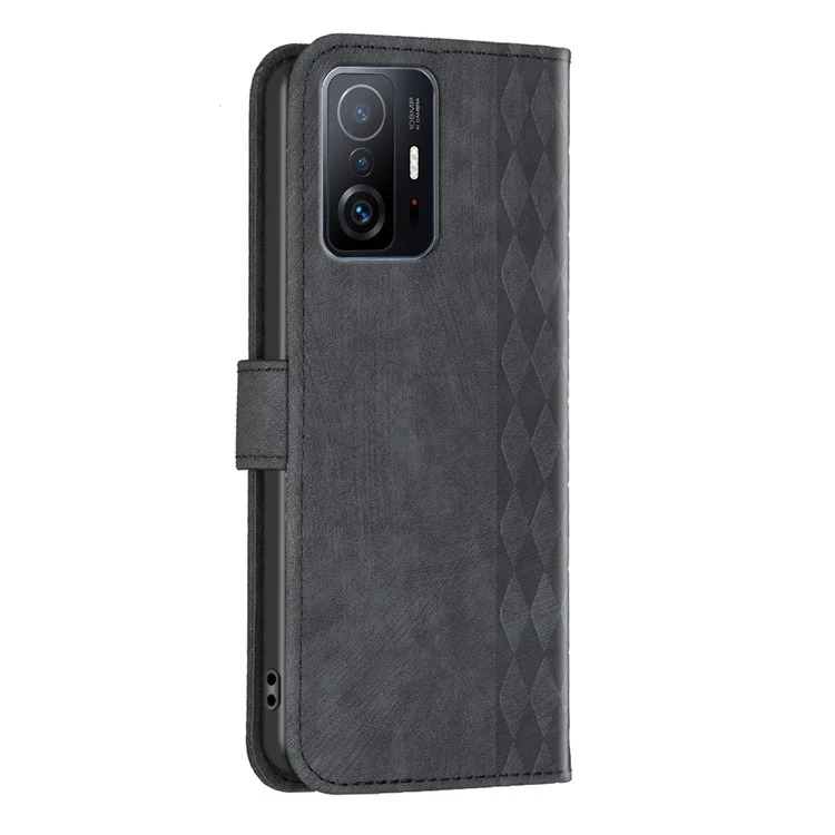 Flip Cover for Xiaomi 11T 5G / 11T Pro 5G Imprinted Pattern Adjustable Stand Wallet Phone Leather Case - Black