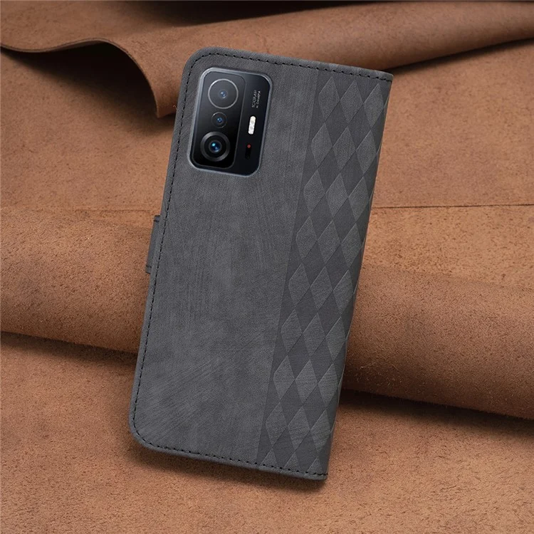 Flip Cover for Xiaomi 11T 5G / 11T Pro 5G Imprinted Pattern Adjustable Stand Wallet Phone Leather Case - Black