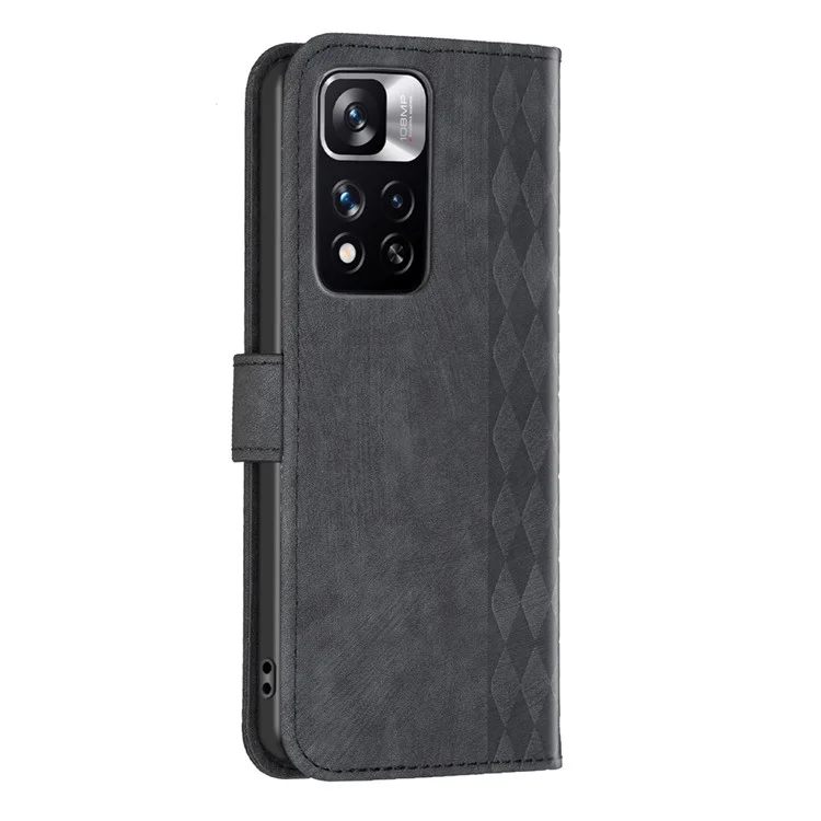 Per Xiaomi Redmi Note 11 Pro 4G (MediaTek) / 11 Pro 5G (Qualcomm) / 12 Pro 4G Imprinting Grid Leather Phone Case Wallet Stand Shell - Nero