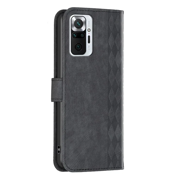 Per Xiaomi Redmi Note 10 Pro 4G (Global) / (India) / 10 Pro Max 4G Imprinting Grid Wallet Stand Custodia in pelle per telefono - Nero