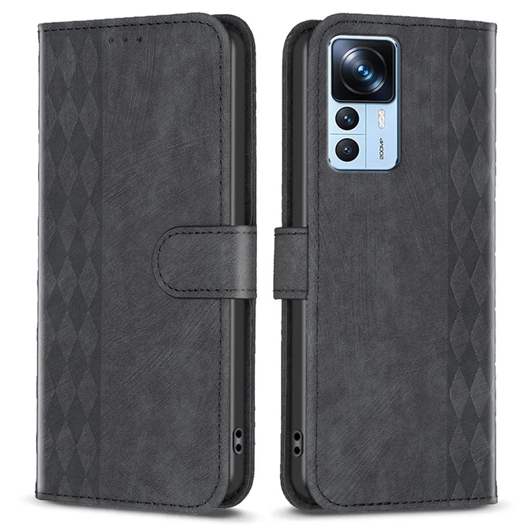 For Xiaomi 12T 5G / 12T Pro 5G / Redmi K50 Ultra Cover Imprinted Pattern Stand Wallet Phone Leather Case - Black