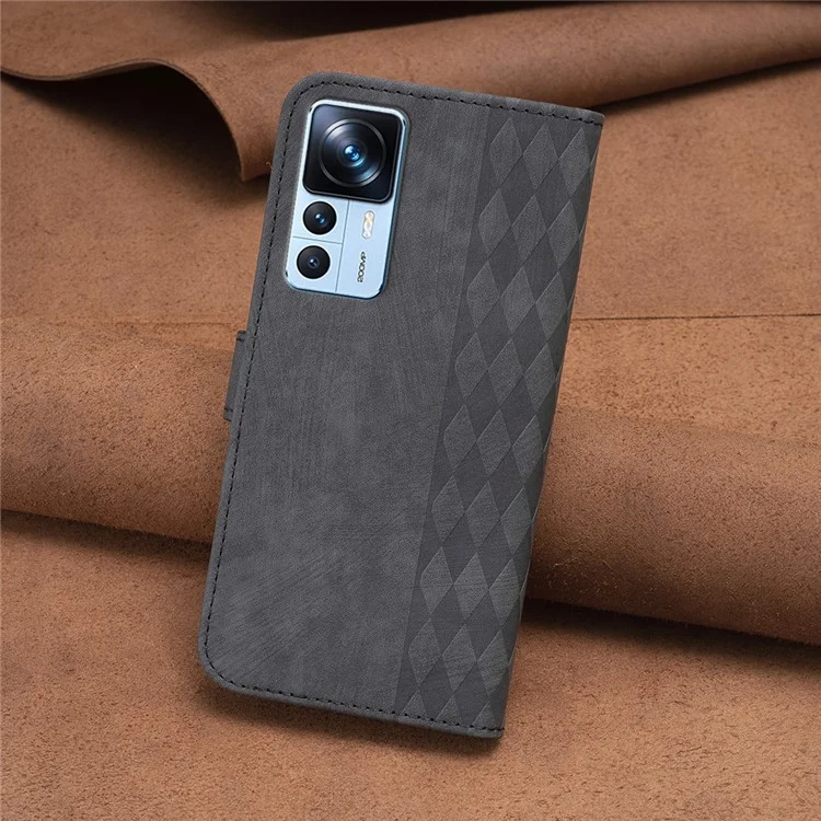 For Xiaomi 12T 5G / 12T Pro 5G / Redmi K50 Ultra Cover Imprinted Pattern Stand Wallet Phone Leather Case - Black