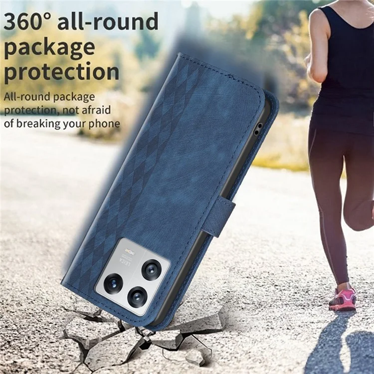 Flip Cover for Xiaomi 13 Shockproof Imprinted Pattern Stand Wallet Full Protection Phone Leather Case - Blue