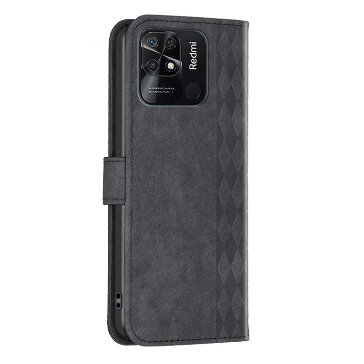 Flip Cover per Xiaomi Redmi 10C 4G Custodia Telefonica in Pelle Antiurto con Motivo Stampato e Supporto - Nero