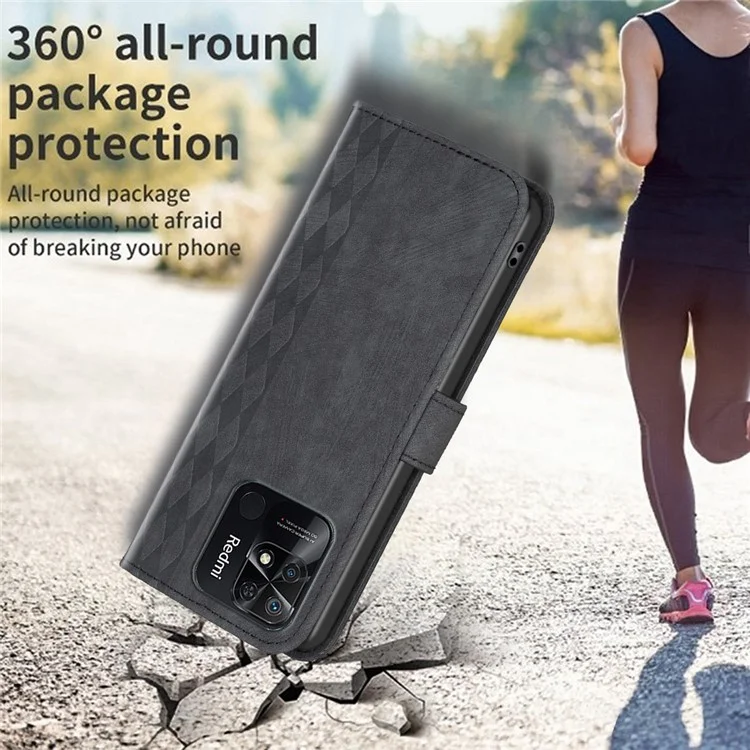 Flip Cover per Xiaomi Redmi 10C 4G Custodia Telefonica in Pelle Antiurto con Motivo Stampato e Supporto - Nero