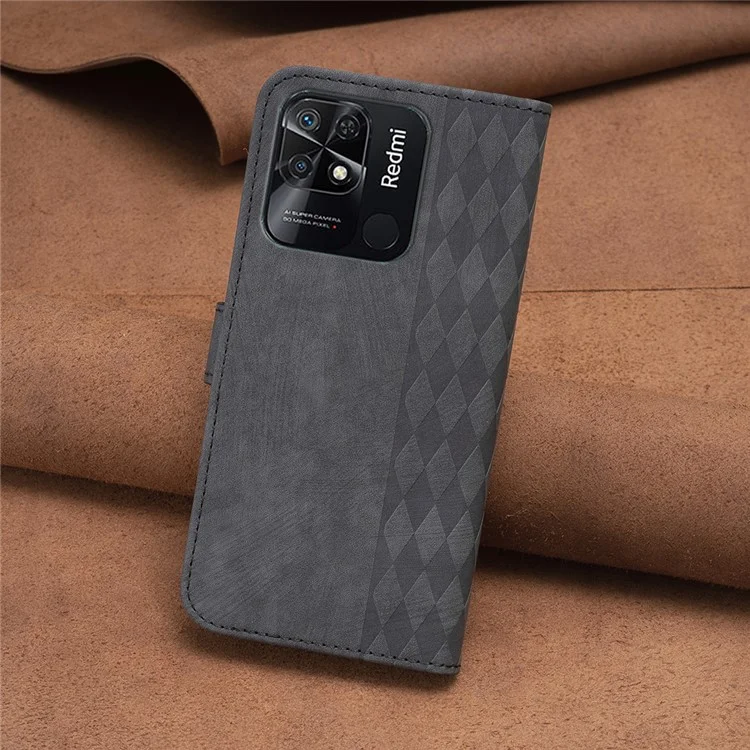 Flip Cover per Xiaomi Redmi 10C 4G Custodia Telefonica in Pelle Antiurto con Motivo Stampato e Supporto - Nero