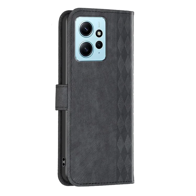 Anti-scratch Flip Cover for Xiaomi Redmi Note 12 4G Imprinted Pattern Stand Wallet Phone Leather Case - Black
