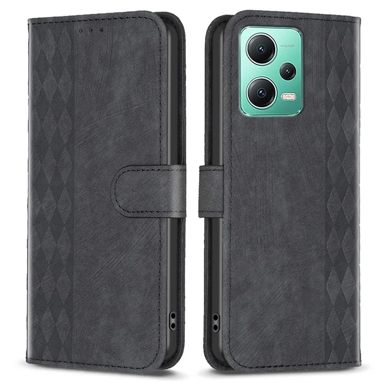 Pour Xiaomi Redmi Note 12 5G (Chine) / (Global) / (Inde) / Poco X5 5G Imprinted Pattern Stand Wallet Phone Leather Case - Noir