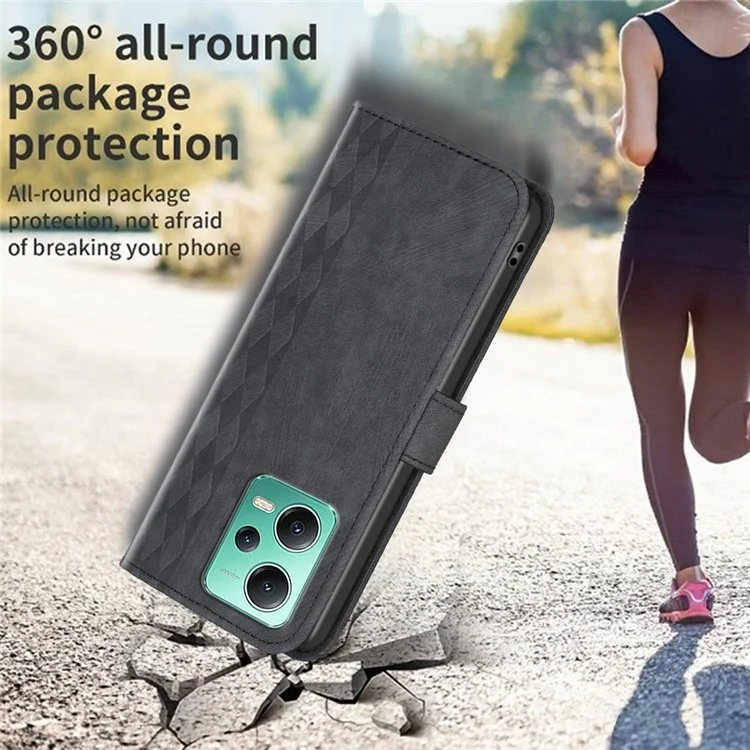Pour Xiaomi Redmi Note 12 5G (Chine) / (Global) / (Inde) / Poco X5 5G Imprinted Pattern Stand Wallet Phone Leather Case - Noir