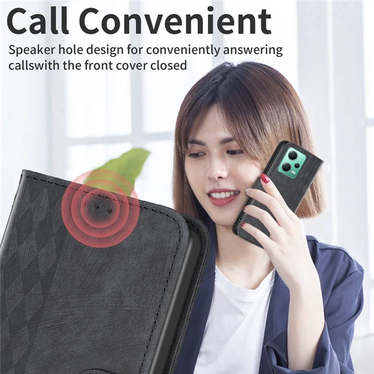 Pour Xiaomi Redmi Note 12 5G (Chine) / (Global) / (Inde) / Poco X5 5G Imprinted Pattern Stand Wallet Phone Leather Case - Noir