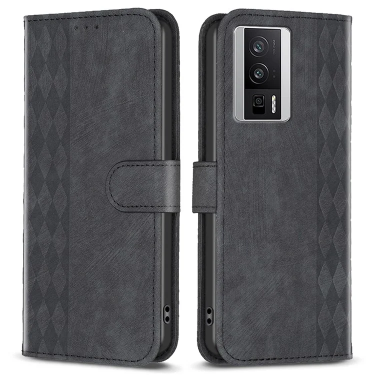 Flip Cover for Xiaomi Redmi K60 5G / K60 Pro 5G / Poco F5 Pro 5G Imprinted Pattern Stand Wallet Phone Leather Case - Black