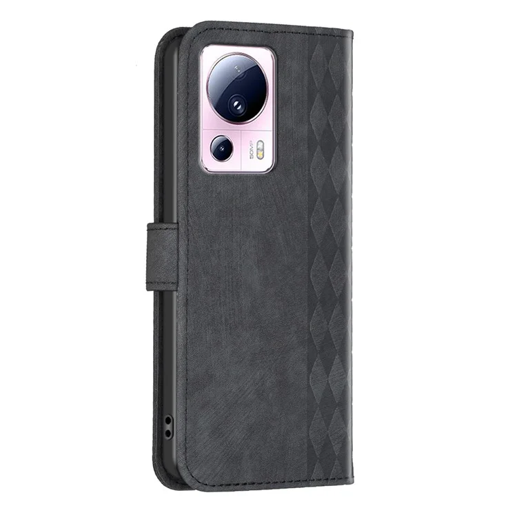 Откидная крышка для Xiaomi 13 Lite / Civi 2 5G с гравированным узором из искусственной кожи, ударостойкий бумажник для телефона - черный