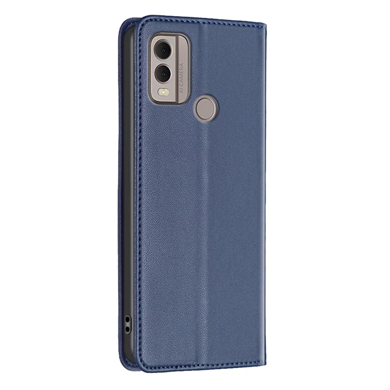 BINFEN COLOR BF18 For Nokia C22 Leather Card Holder Phone Case Magnetic Closing Stand Cover - Blue