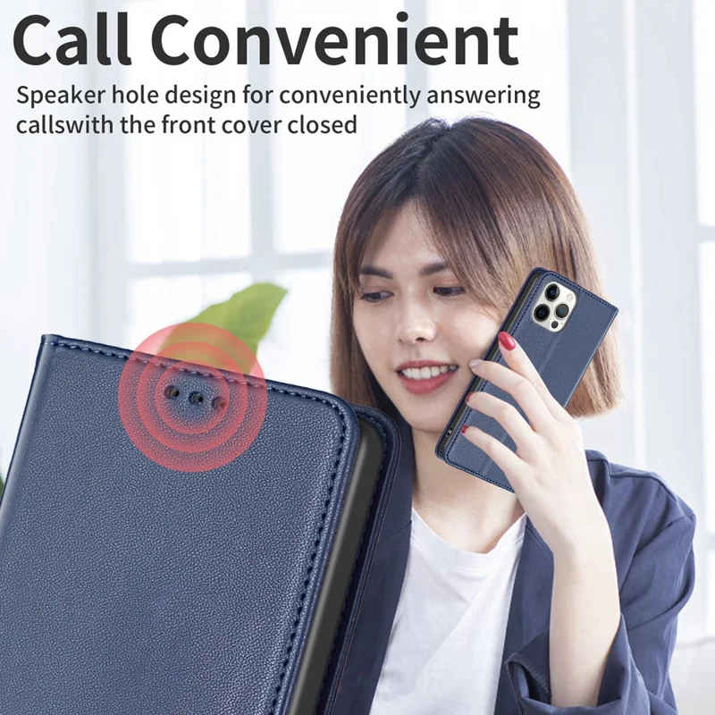 BINFEN COLOR BF18 For Nokia C22 Leather Card Holder Phone Case Magnetic Closing Stand Cover - Blue