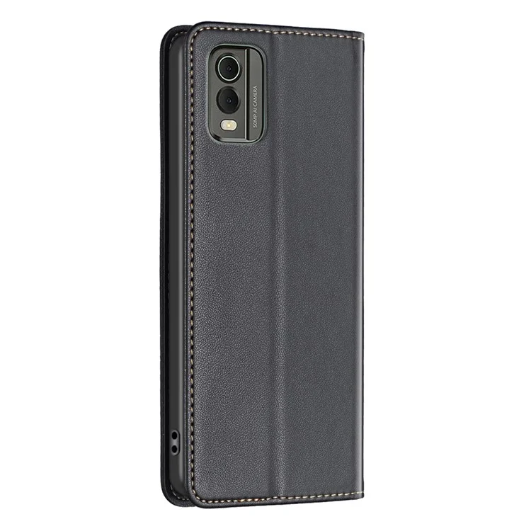 BINFEN COLOR BF18 für Nokia C32 PU Leder Kartenhalter Ständer Cover Magnetischer Verschluss Handyhülle - Schwarz