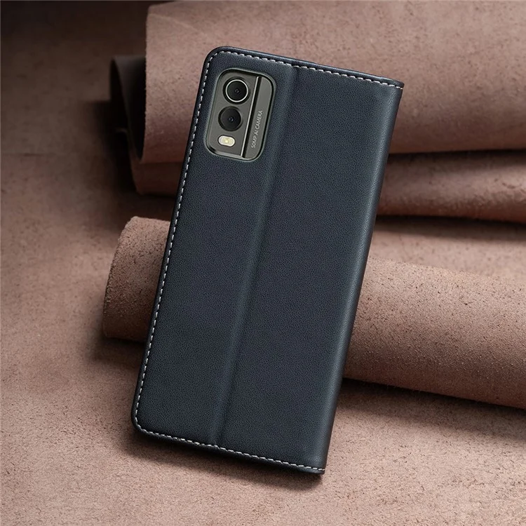 BINFEN COLOR BF18 für Nokia C32 PU Leder Kartenhalter Ständer Cover Magnetischer Verschluss Handyhülle - Schwarz
