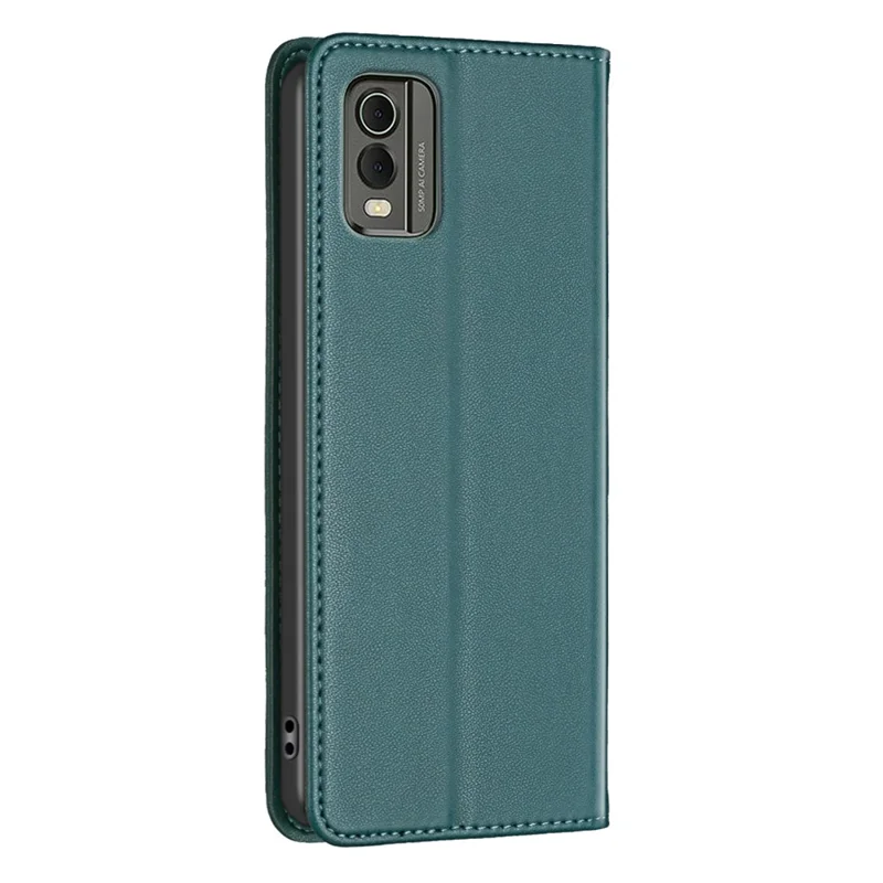 BINFEN COLOR BF18 For Nokia C32 PU Leather Card Holder Stand Cover Magnetic Closing Phone Case - Green